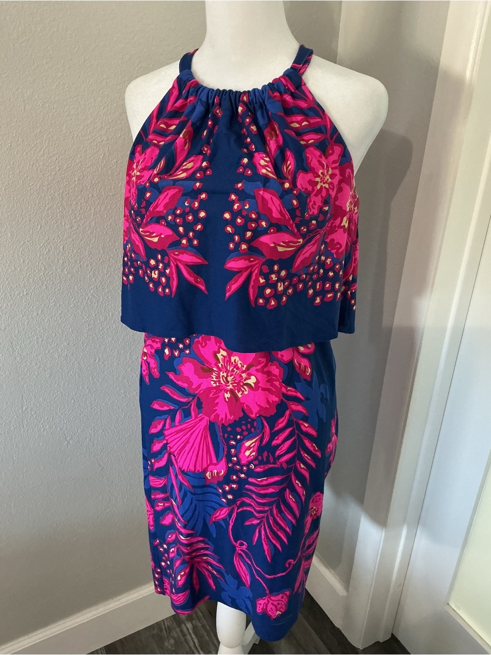 NWT Lilly Pulitzer Stella Mae Halter Dress Blue Pink Size XS